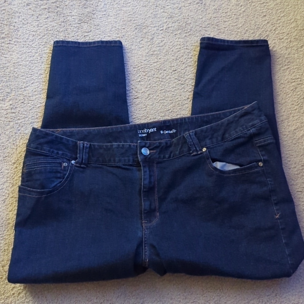 Lane Bryant Skinny Dark Wash Denim Jeans Genius Fit Size 26 Petite
